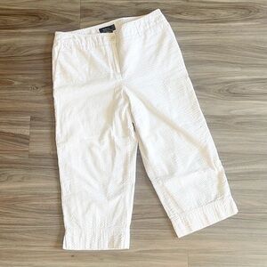 George cream textured striped capri pants
